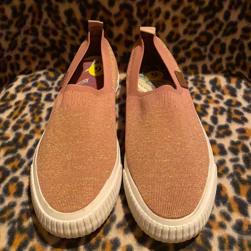 Blowfish Malibu Women’s Knit Glitter Slip On Sneakers Gold Mouve - Picture 1 of 16